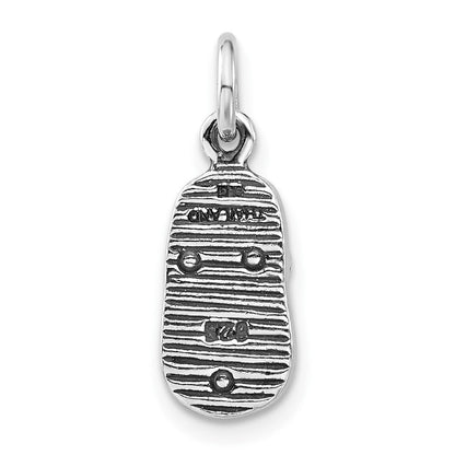 Sterlingsilber 3-d Poliert & Antikisiert Sandal Charm