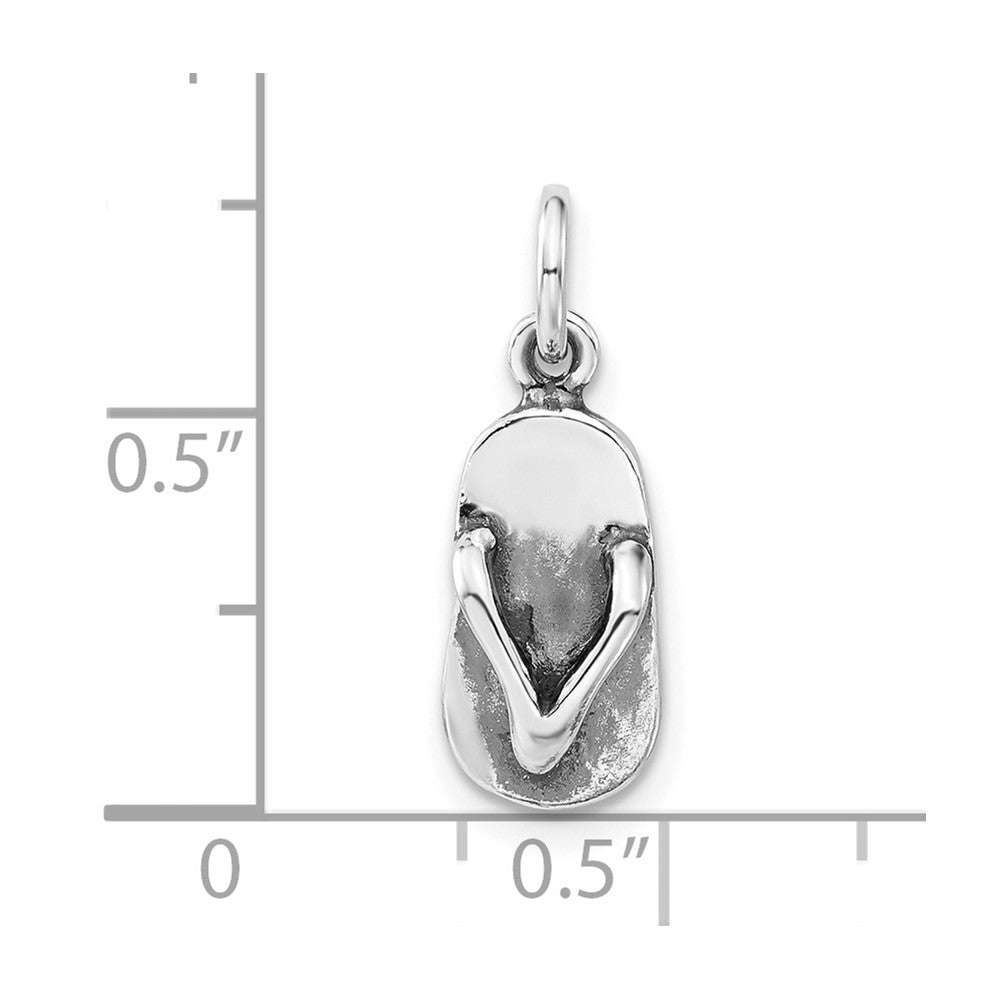 Sterlingsilber 3-d Poliert & Antikisiert Sandal Charm
