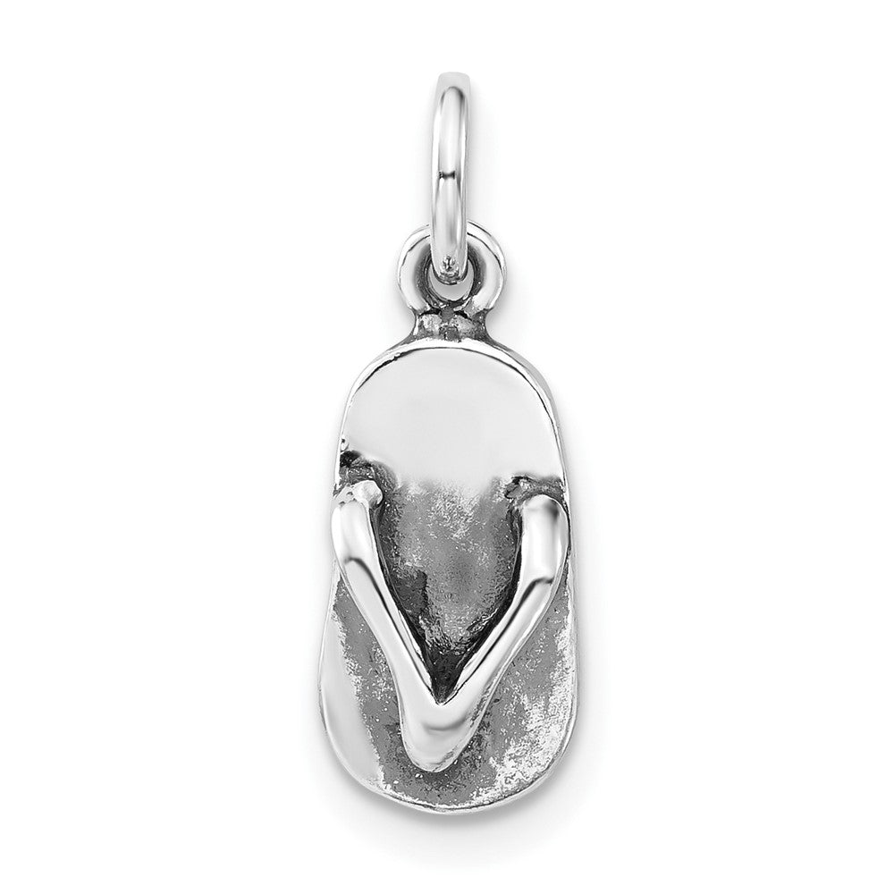 Sterlingsilber 3-d Poliert & Antikisiert Sandal Charm