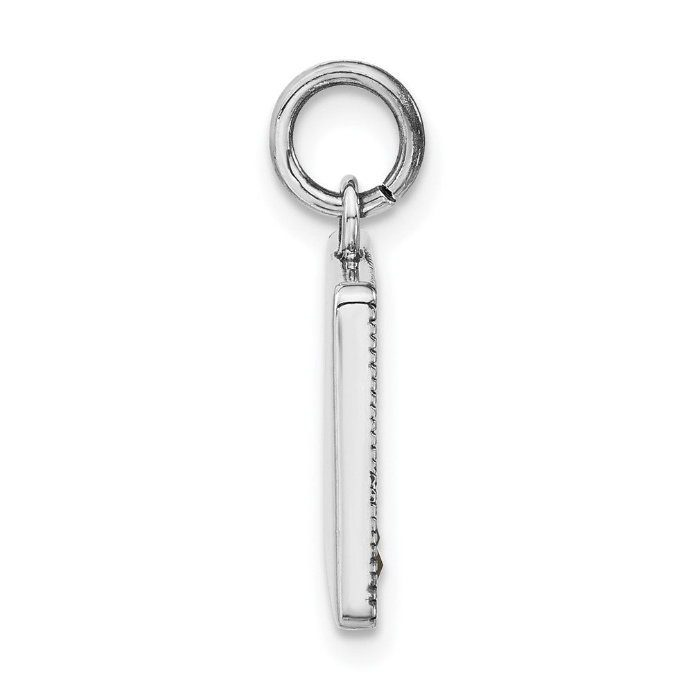 Sterlingsilber Poliert & Antikisiert Markasit Emailliert Times Quadratisch Charm