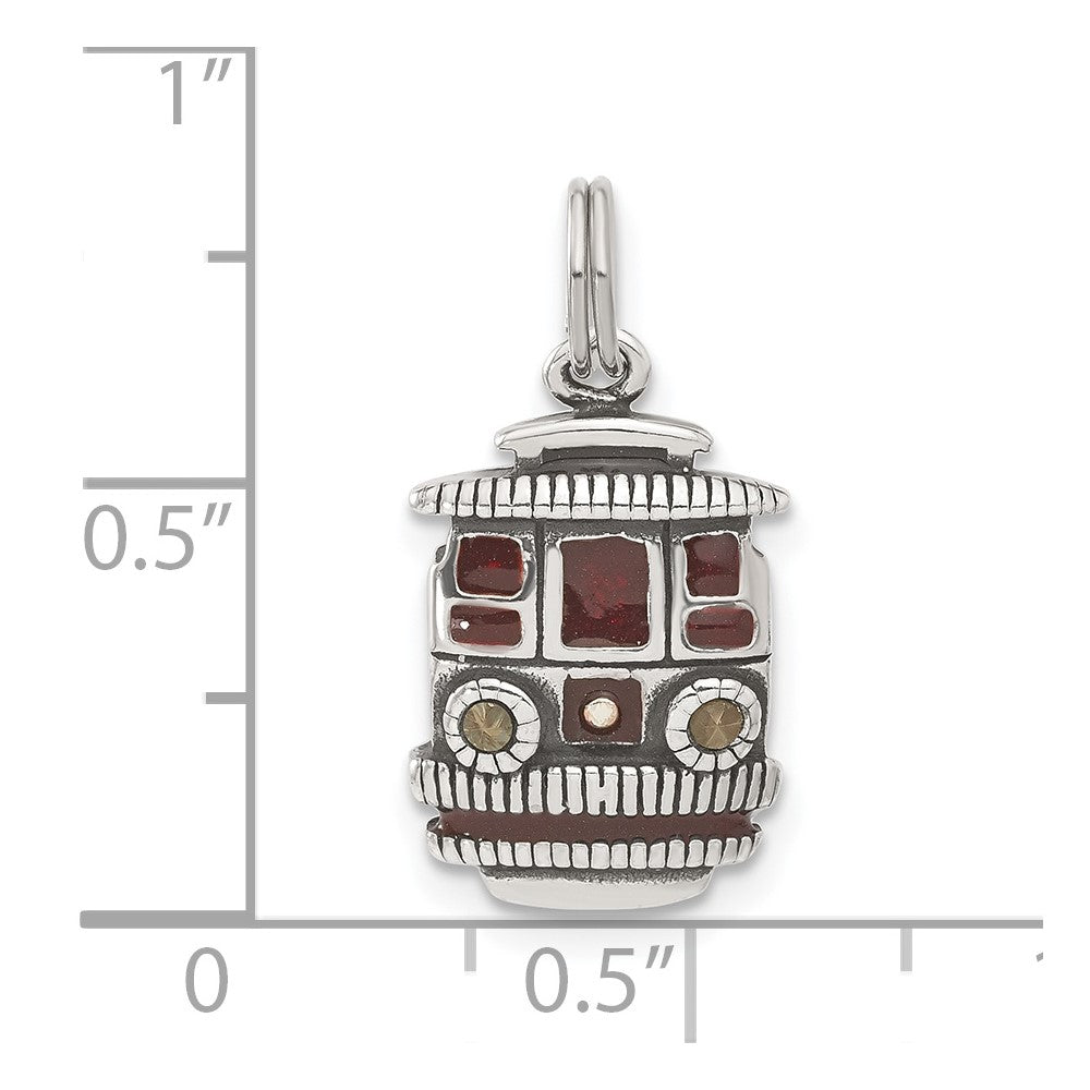 Sterlingsilber Maroon Emailliert Markasit Trolley Charm