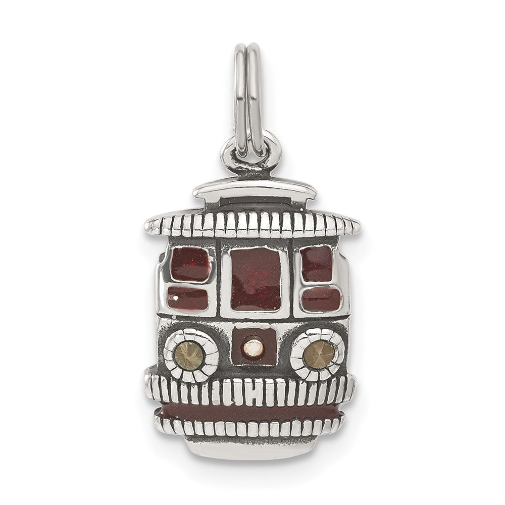 Sterlingsilber Maroon Emailliert Markasit Trolley Charm