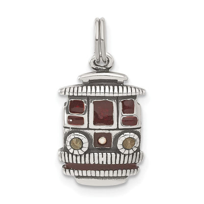 Sterlingsilber Maroon Emailliert Markasit Trolley Charm