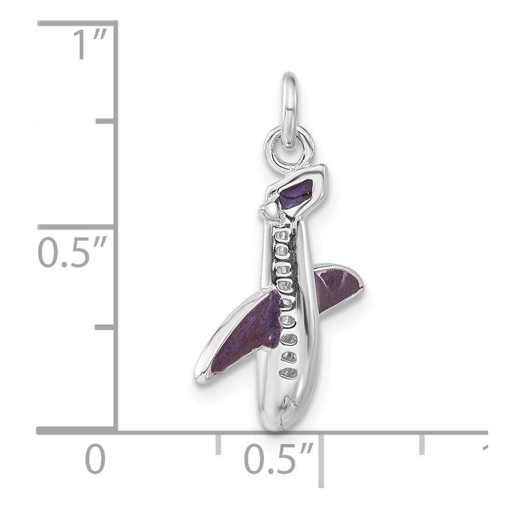 Sterlingsilber Lila Emailliert Flugzeug Charm