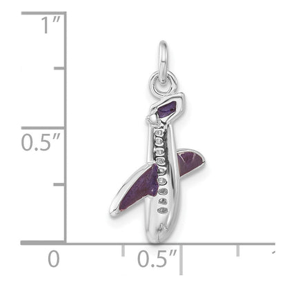 Sterlingsilber Lila Emailliert Flugzeug Charm