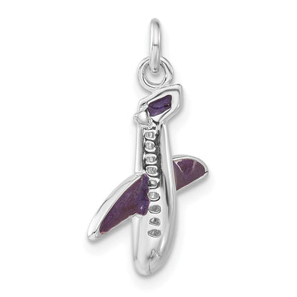 Sterlingsilber Lila Emailliert Flugzeug Charm