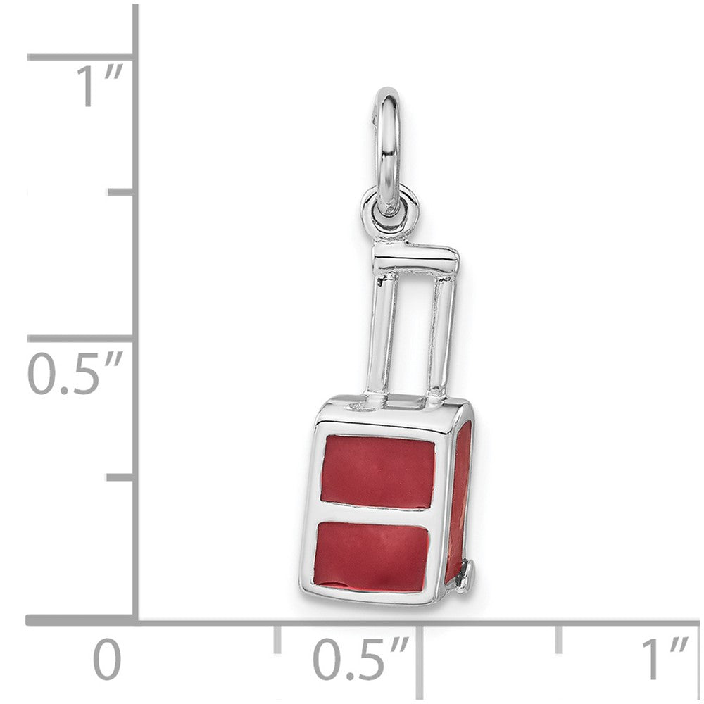 Sterlingsilber Poliert Rot Emailliert Luggage Charm
