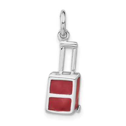 Sterlingsilber Poliert Rot Emailliert Luggage Charm