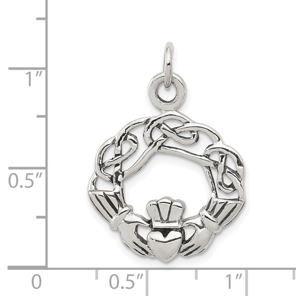 Sterlingsilber Antikisiert Claddagh Anhänger