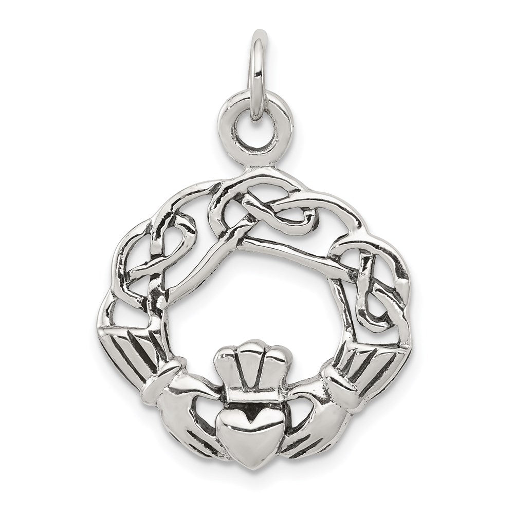 Sterlingsilber Antikisiert Claddagh Anhänger