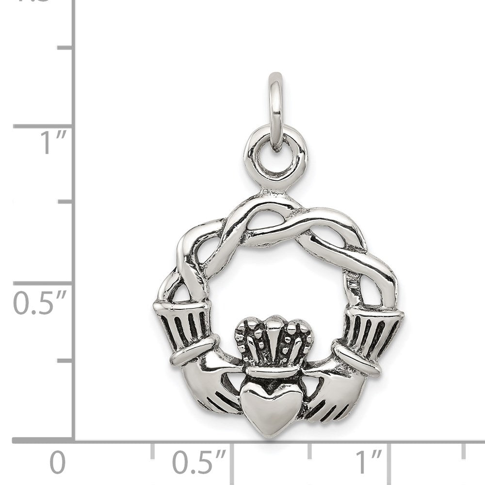 Sterlingsilber Antikisiert Claddagh Anhänger