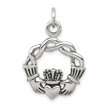 Sterlingsilber Antikisiert Claddagh Anhänger
