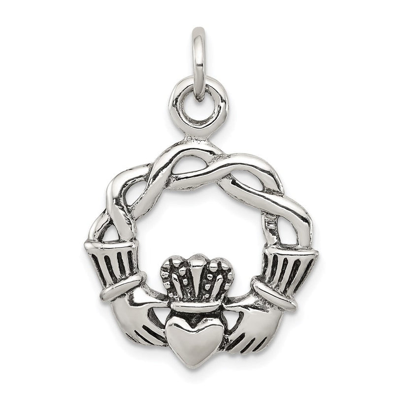 Sterlingsilber Antikisiert Claddagh Anhänger