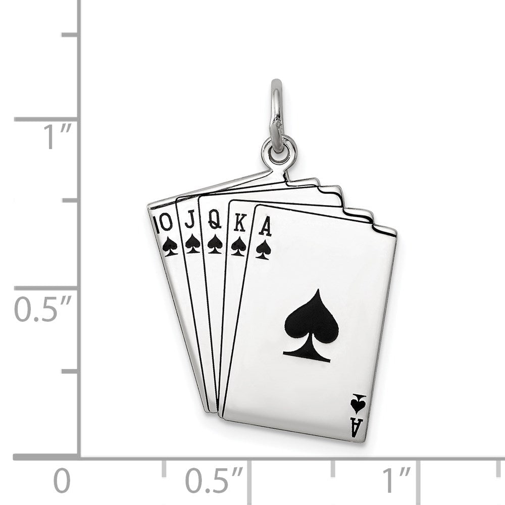 Sterlingsilber Rhodiniert Playing Cards Poliert Charm