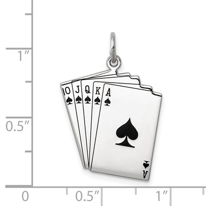 Sterlingsilber Rhodiniert Playing Cards Poliert Charm