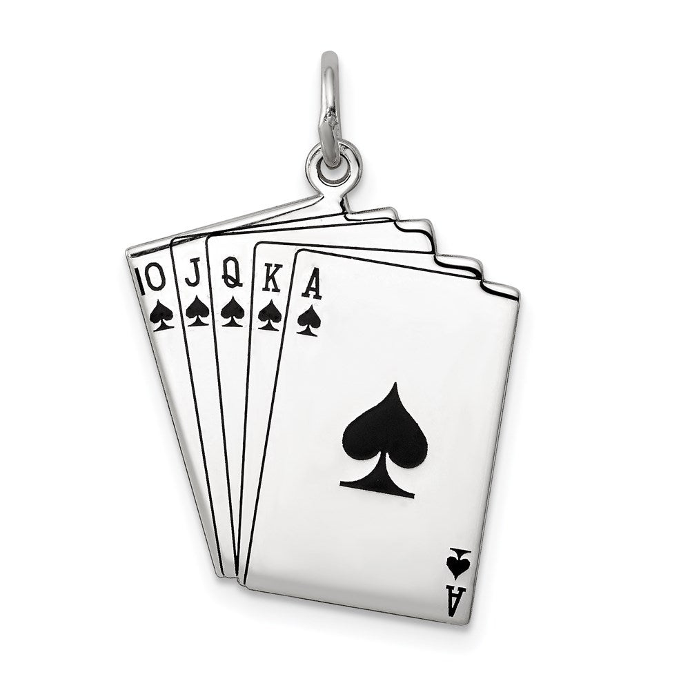 Sterlingsilber Rhodiniert Playing Cards Poliert Charm