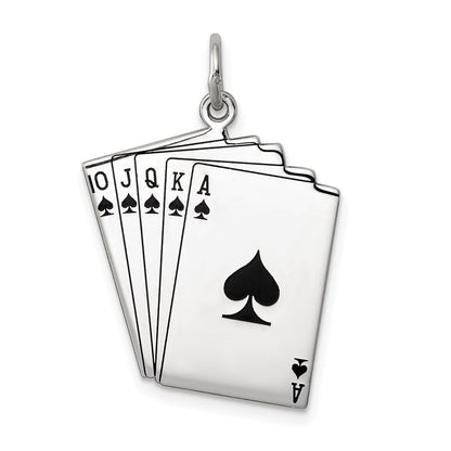 Sterlingsilber Rhodiniert Playing Cards Poliert Charm