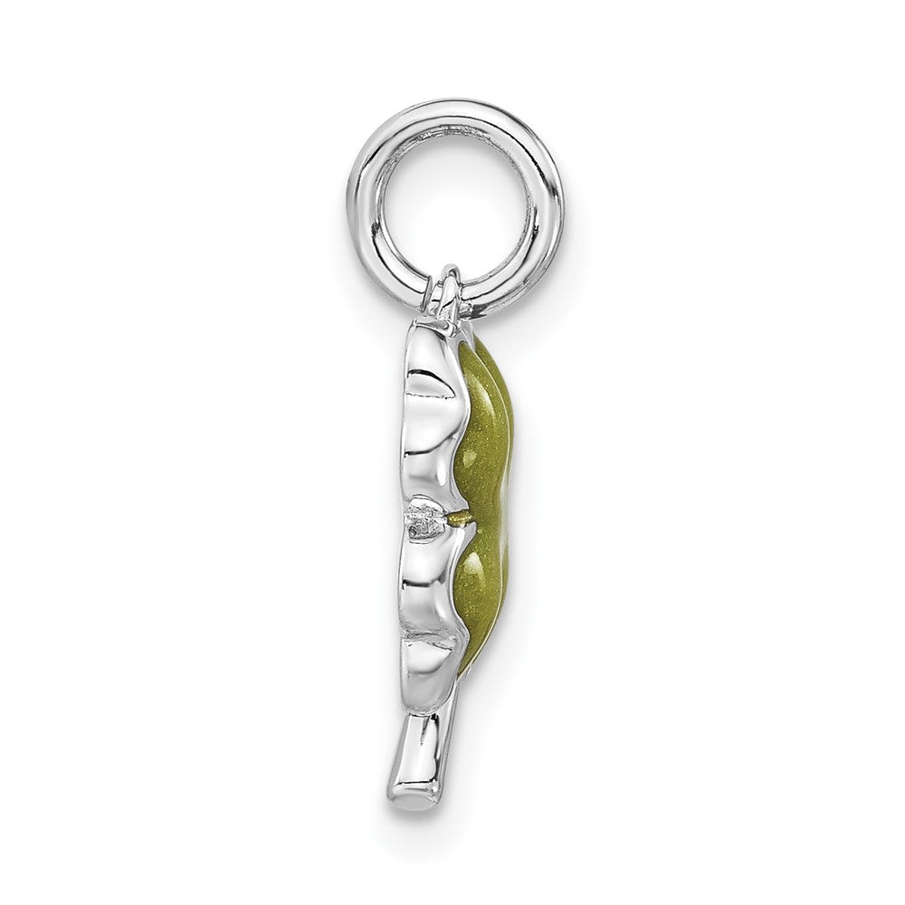 Sterlingsilber Poliert Grün Emaille 4 Blatt Klee Charm