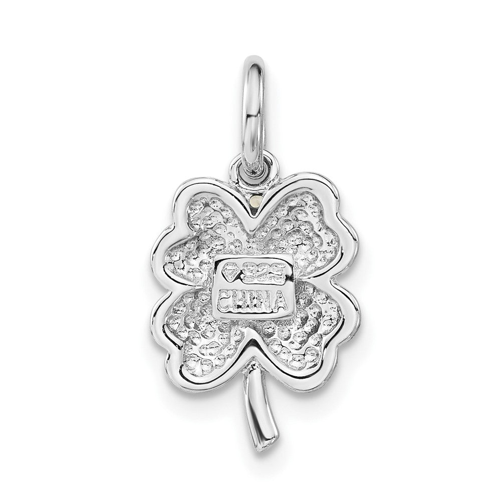 Sterlingsilber Poliert Grün Emaille 4 Blatt Klee Charm