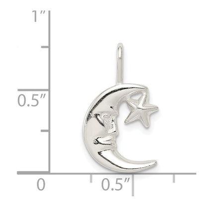 Sterlingsilber Mond mit Stern Charm