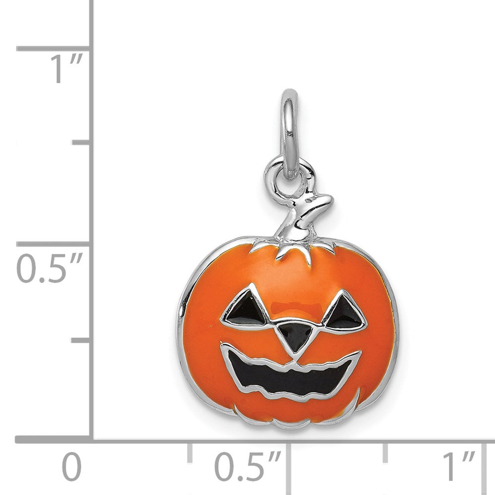 Sterlingsilber Rhodiniert Orange Jack-a-lantern Charm