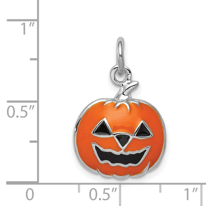 Sterlingsilber Rhodiniert Orange Jack-a-lantern Charm