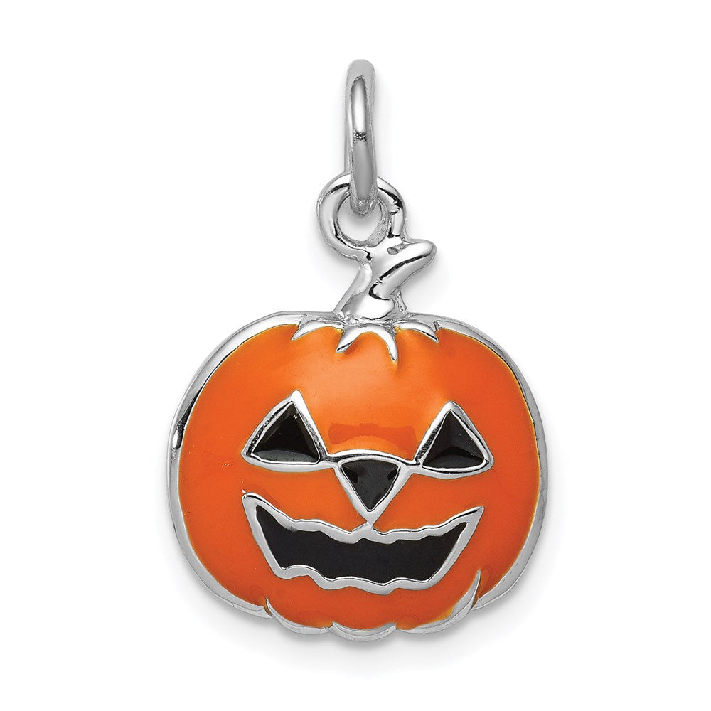 Sterlingsilber Rhodiniert Orange Jack-a-lantern Charm