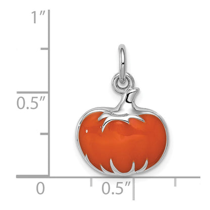 Sterlingsilber Rhodiniert Orange Emailliert Pumpkin Charm