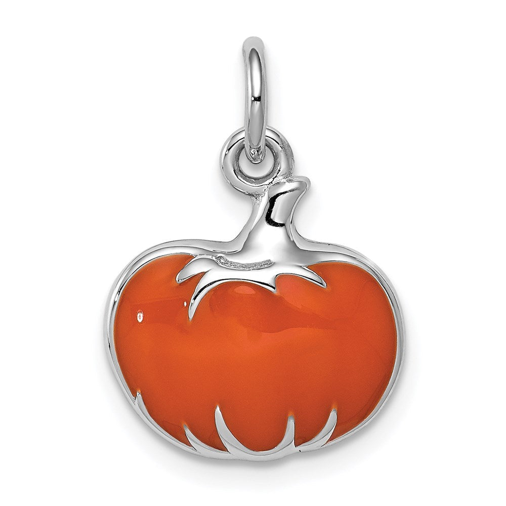 Sterlingsilber Rhodiniert Orange Emailliert Pumpkin Charm