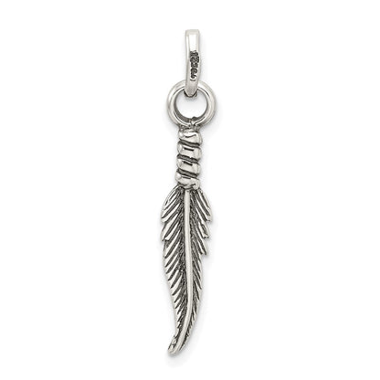 Sterlingsilber Antikisiert Feder Charm