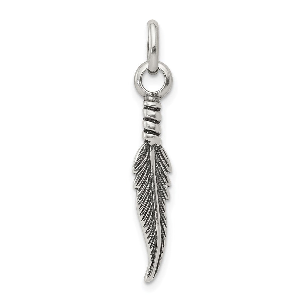 Sterlingsilber Antikisiert Feder Charm