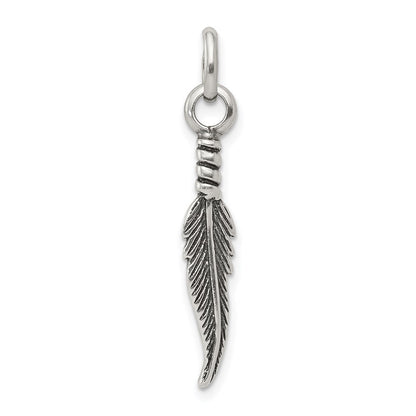 Sterlingsilber Antikisiert Feder Charm