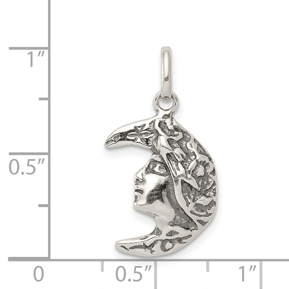 Sterlingsilber Antikisiert Mond Charm