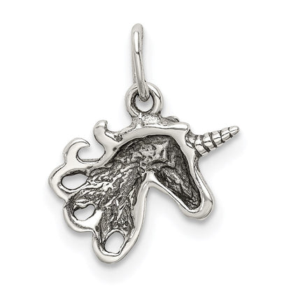 Sterlingsilber Antikisiert Einhorn Kopf Charm