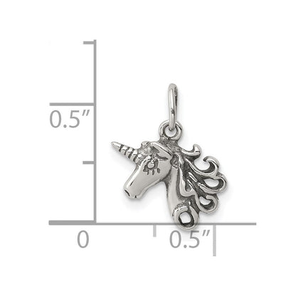 Sterlingsilber Antikisiert Einhorn Kopf Charm
