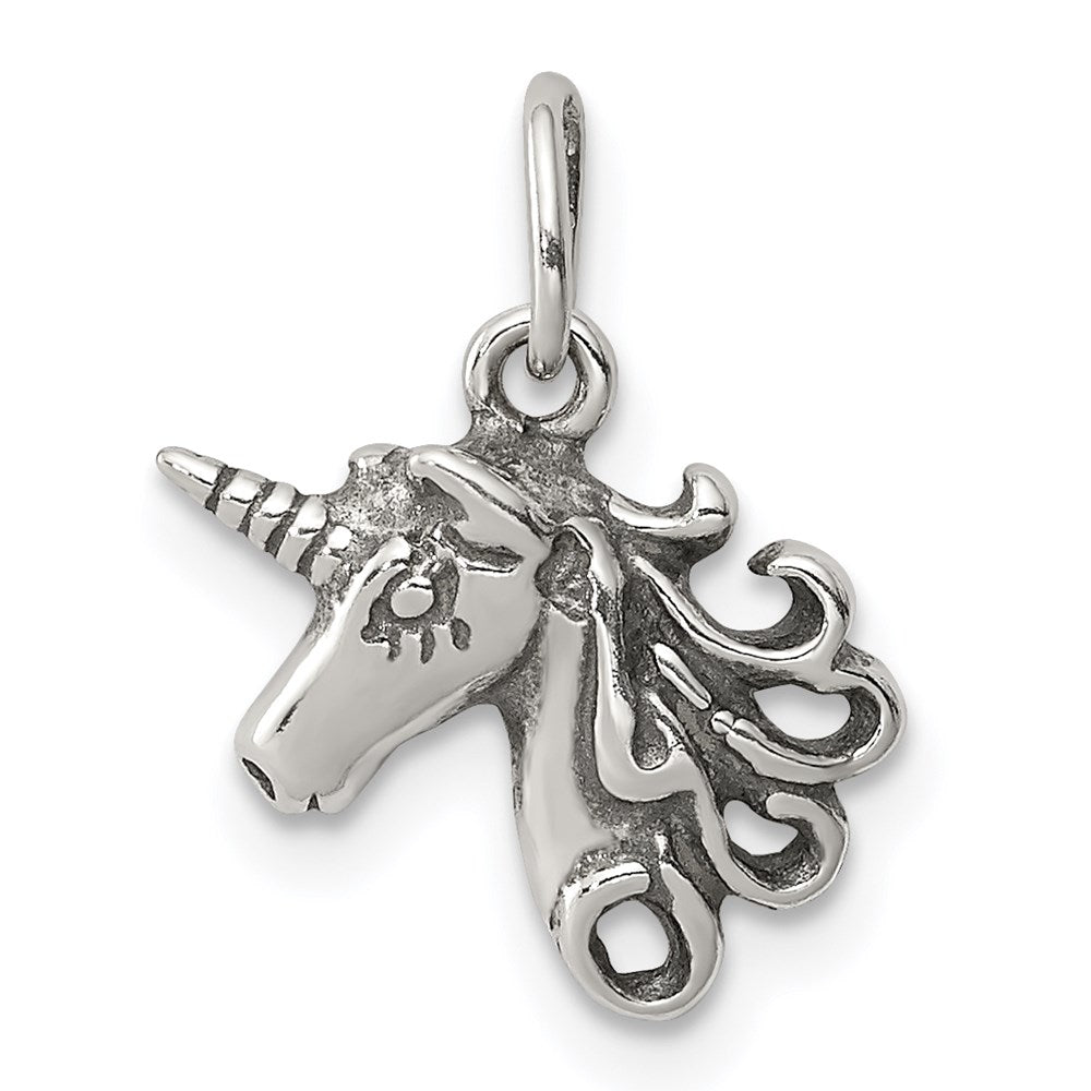 Sterlingsilber Antikisiert Einhorn Kopf Charm