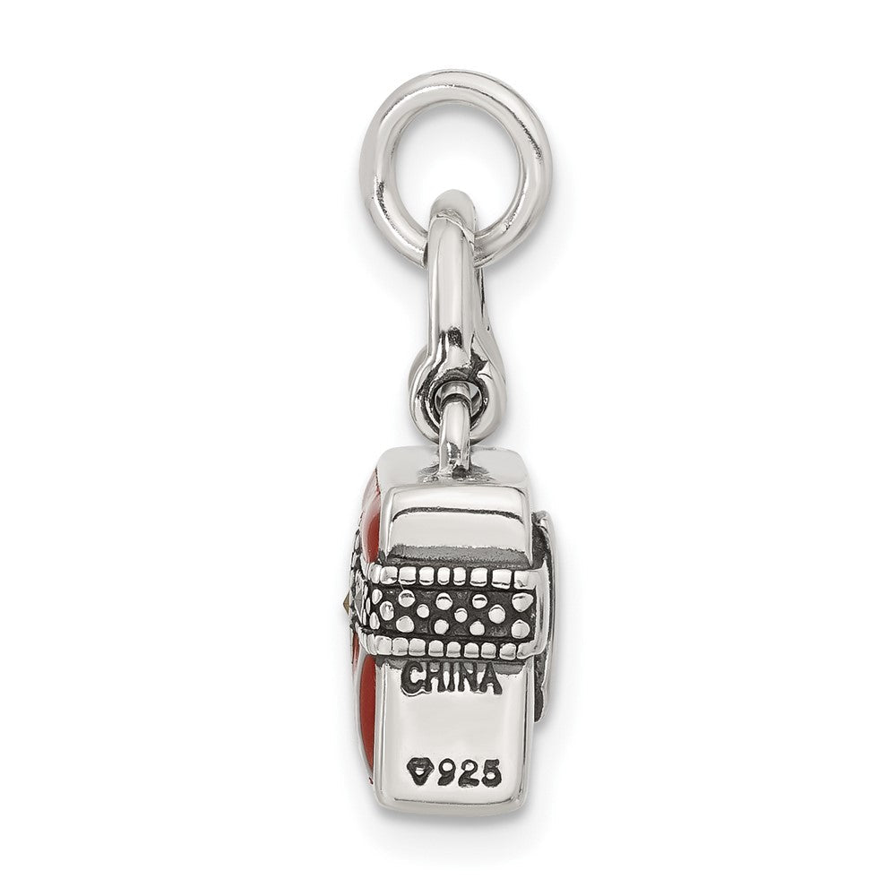 Sterlingsilber 3d Emailliert Markasit Purse Charm