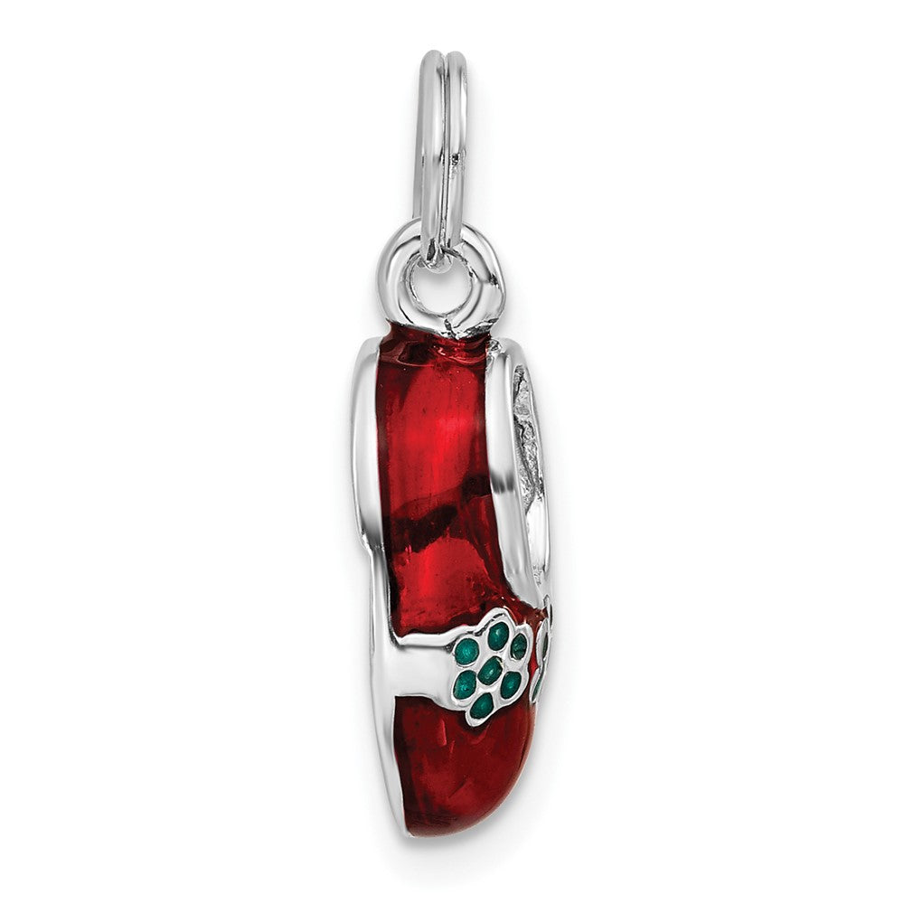 Sterlingsilber 3-d Poliert Blau & Rot Emailliert Schuh Charm