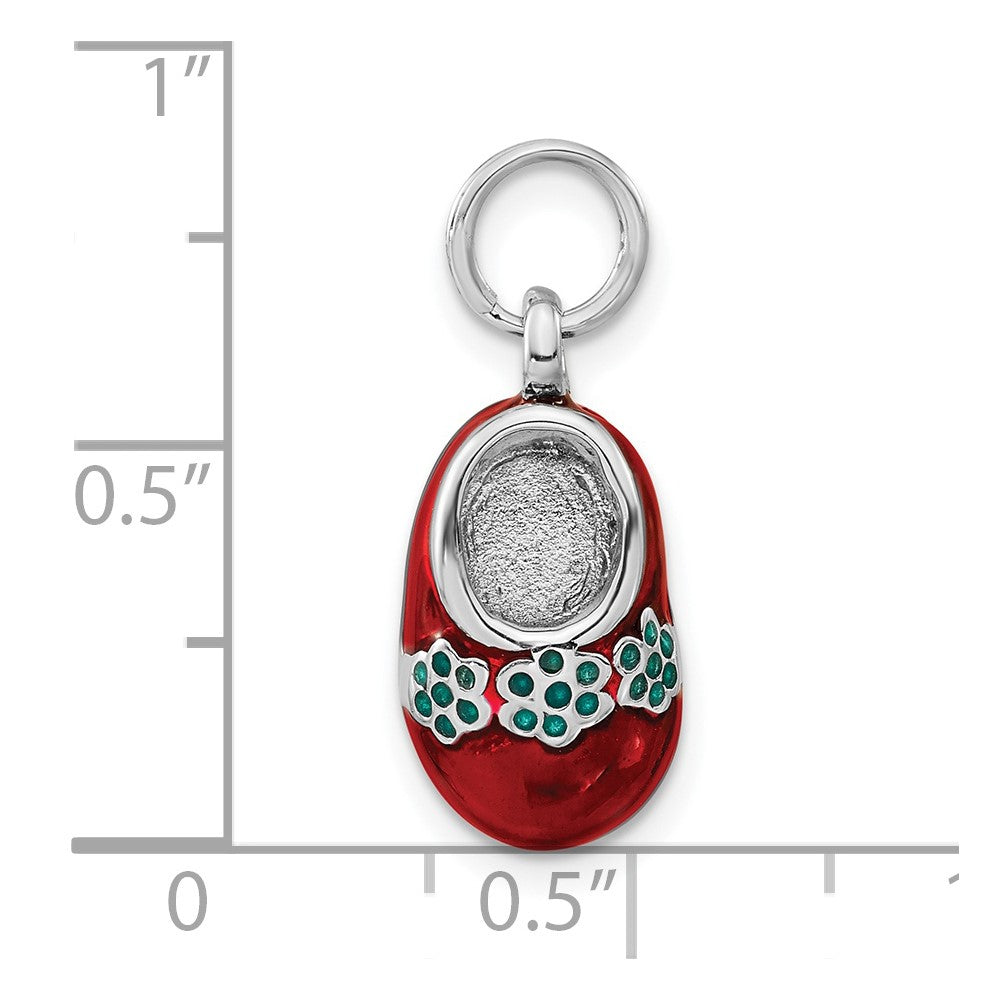 Sterlingsilber 3-d Poliert Blau & Rot Emailliert Schuh Charm