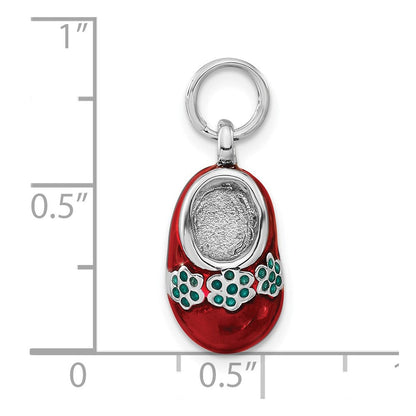 Sterlingsilber 3-d Poliert Blau & Rot Emailliert Schuh Charm