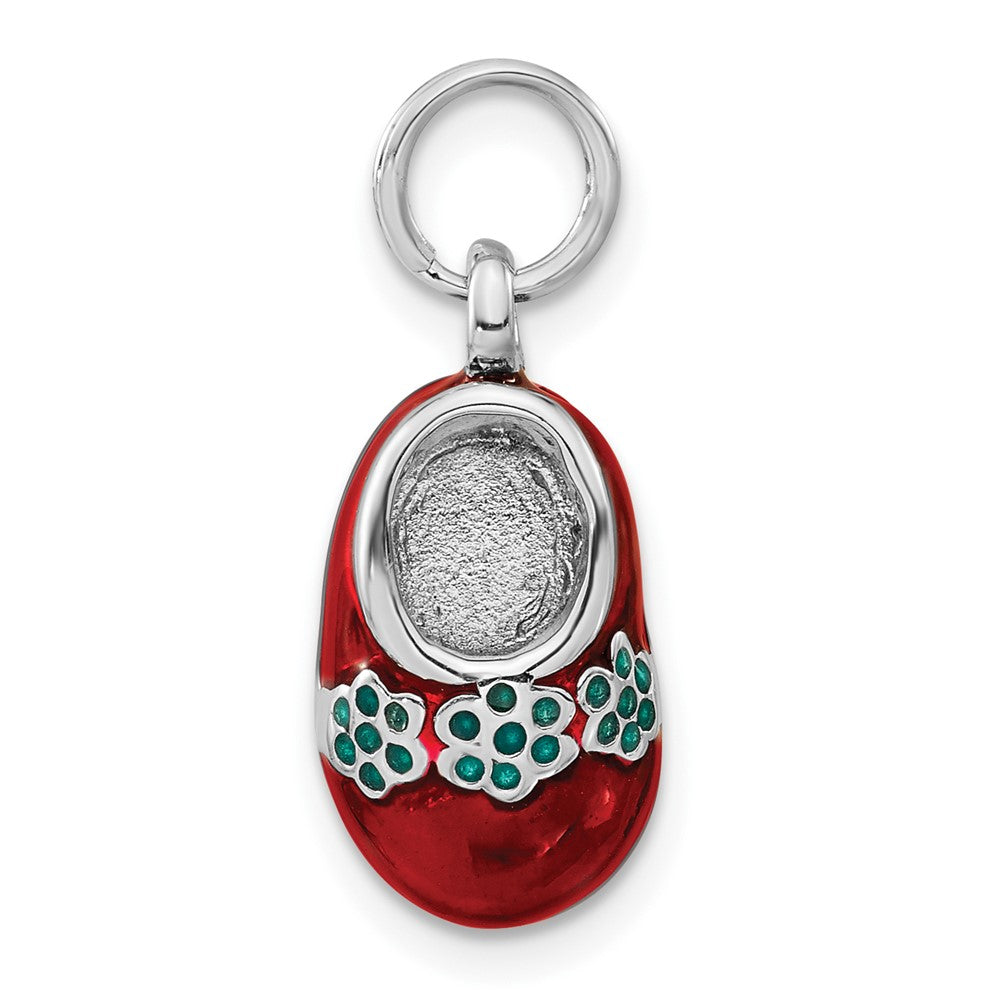 Sterlingsilber 3-d Poliert Blau & Rot Emailliert Schuh Charm