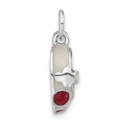 Sterlingsilber 3-d Rot & Weiß Emailliert Schuh Charm