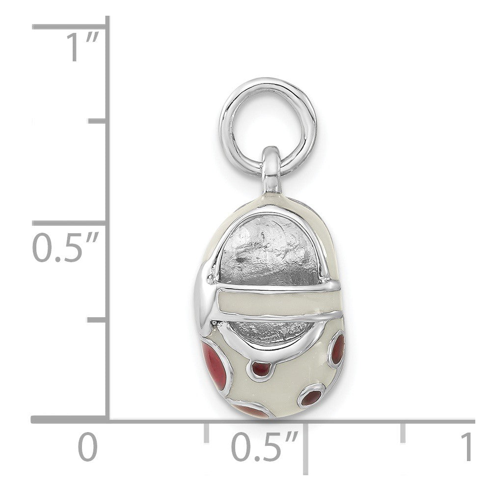Sterlingsilber 3-d Rot & Weiß Emailliert Schuh Charm
