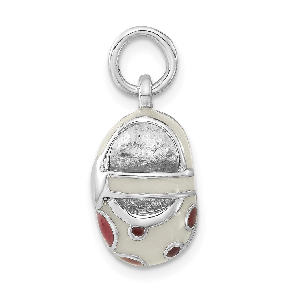 Sterlingsilber 3-d Rot & Weiß Emailliert Schuh Charm