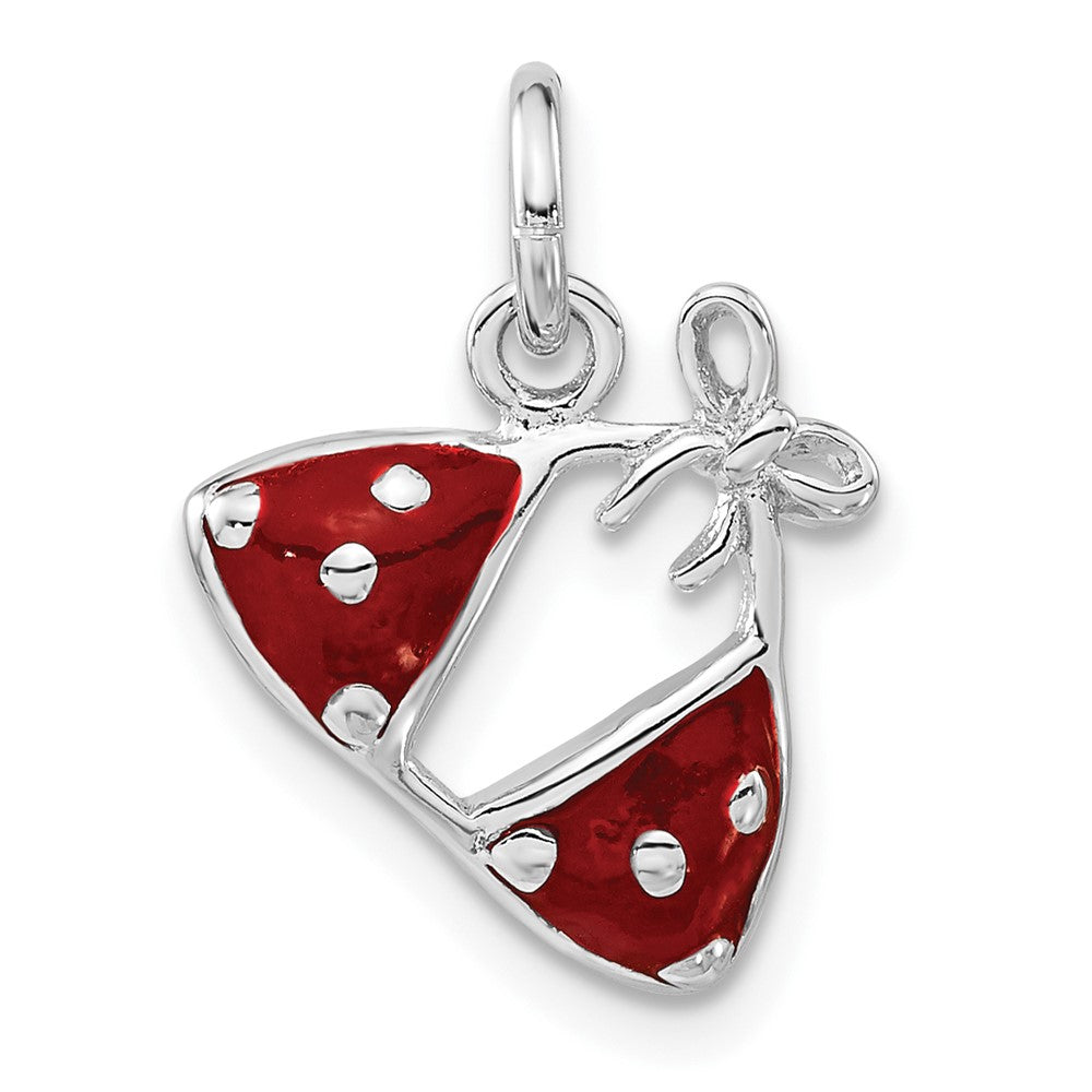 Sterlingsilber Rhodiniert Emailliert Rot Bikini Oberteil Charm
