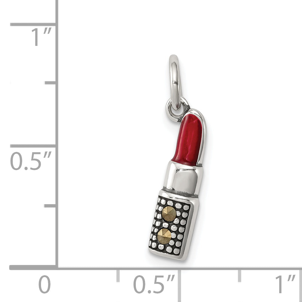 Sterlingsilber Antikisiert Emailliert Lipstick Charm