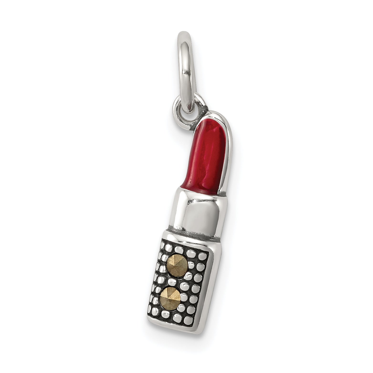 Sterlingsilber Antikisiert Emailliert Lipstick Charm