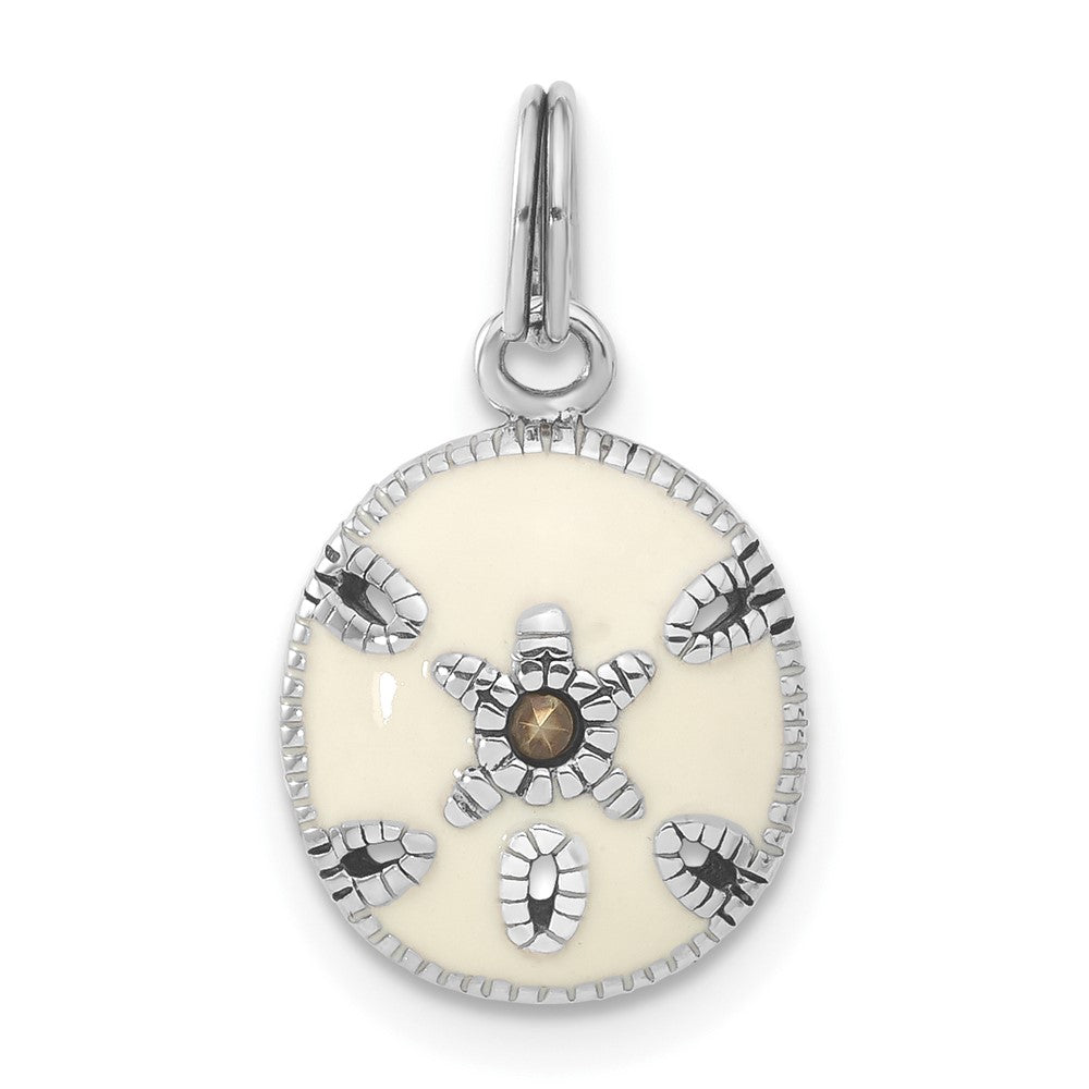 Sterlingsilber Markasit & Weiß Emailliert Sanddollar Charm