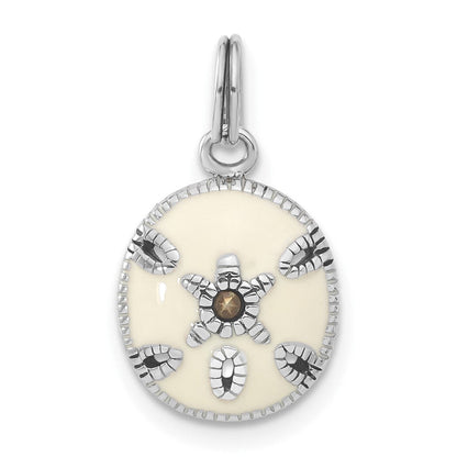 Sterlingsilber Markasit & Weiß Emailliert Sanddollar Charm