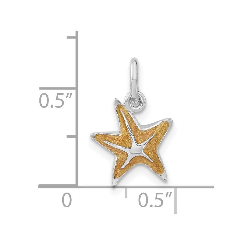 Sterlingsilber Orange Emailliert Seestern Charm